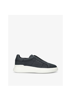 Mens Hogan Fascia Slip-On Logo-Embossed Suede Low-Top Trainers