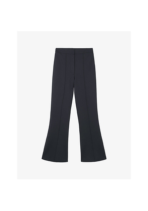 Womens The White Company Exposed-Seam Flared-Leg Mid-Rise Stretch-Woven Trousers