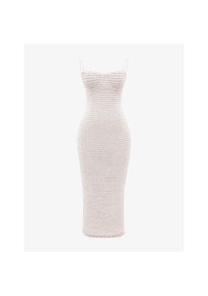 Womens House of CB Elinor Frill-Lace Crochet-Knit Midi Dress