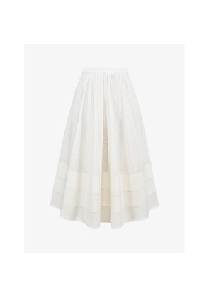 Womens House of CB Augustine Embroidered Cotton Midi Skirt