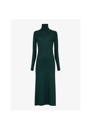 Womens Leem High-Neck Long-Sleeve Sparkle-Knit Midi Dress