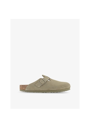 Womens Birkenstock Boston Logo-Embossed Suede Clogs