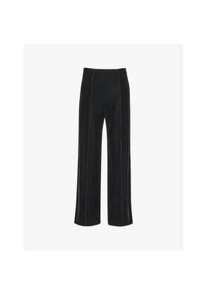 Womens Whistles Wide-Leg Mid-Rise Velvet Trousers