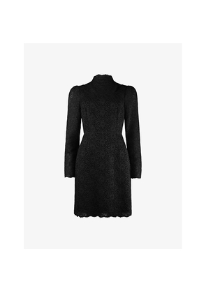 Womens Ro&Zo Scallop-Hem High-Neck Lace Mini Dress