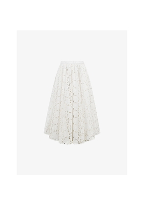 Womens House of CB Francine Broderie-Anglaise High-Rise Cotton Midi Skirt