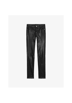 Womens Zadig&Voltaire Phlame Low-Rise Slim-Leg Leather Trousers