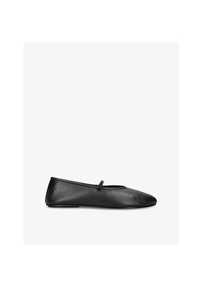 Womens The Row Elasticated Round-Toe Leather Ballet Flats