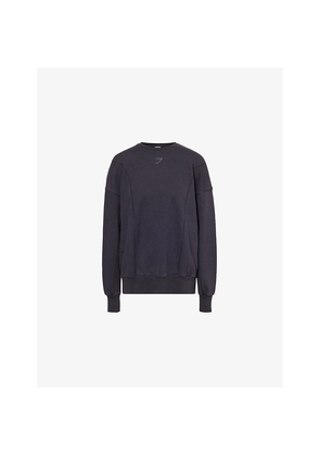 Womens Gymshark Power Washed Logo-Print Cotton-Blend Sweatshirt