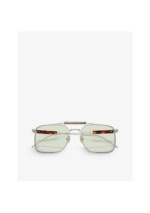 Womens Brunello Cucinelli Bc2005St Square-Frame Titanium Sunglasses