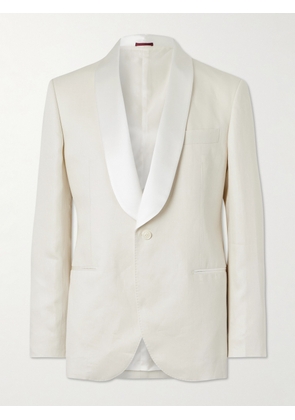 Brunello Cucinelli - Shawl-Lapel Satin-Trimmed Linen Tuxedo Jacket - Men - Neutrals - IT 46