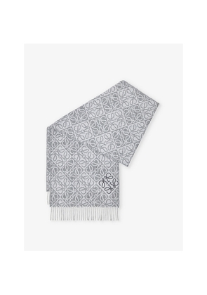 Womens Loewe Anagram-Pattern Wool and Cashmere-Blend Scarf
