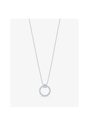 Womens Tiffany & Co Tiffany T 18ct White-Gold and 0.06ct Brilliant-Cut Diamond Pendant Necklace
