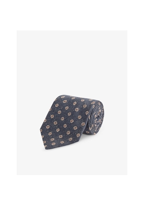 Mens Dunhill Floral-Pattern Silk Tie
