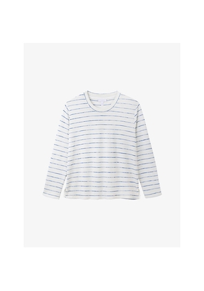 Womens The White Company Striped Long-Sleeved Stretch-Jersey T-Shirt
