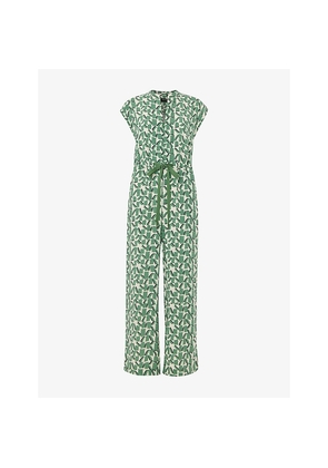 Womens Whistles Abstract-Print Tie-Waist Woven Jumpsuit