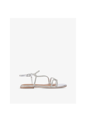 Womens KG Kurt Geiger Priya Crystal-Embellished Woven Flat Sandals