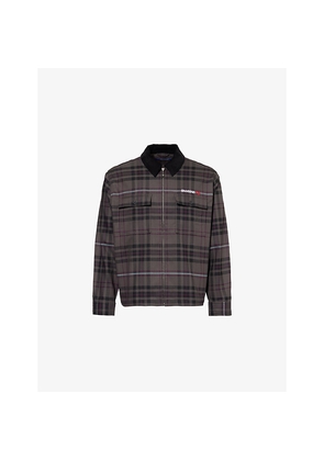 Mens Awake Ny Plaid Flannel Two-Buttoned-Pockets Stretch-Woven Shirt