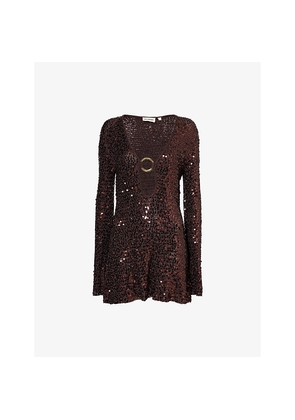 Womens Monday Montego Sequin-Embellishment Knitted Mini Dress