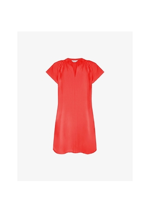 Womens Ro&Zo Gathered V-Neck Woven Mini Dress