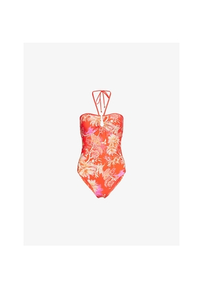 Womens Seafolly Marbella Halter-Neck Graphic-Print Swimsuit