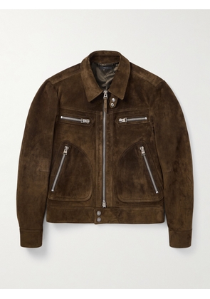 TOM FORD - Slim-Fit Suede Jacket - Men - Brown - IT 46