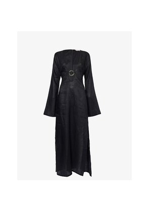 Womens Monday Montego Plunge Ring-Detail Knitted Maxi Dress