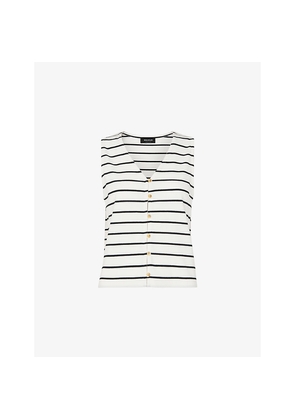Womens Whistles Stripe-Print Button-Front Stretch-Cotton Tank Top
