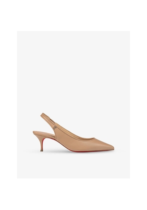 Womens Christian Louboutin Sporty Kate Sling 55 Leather Heeled Pumps