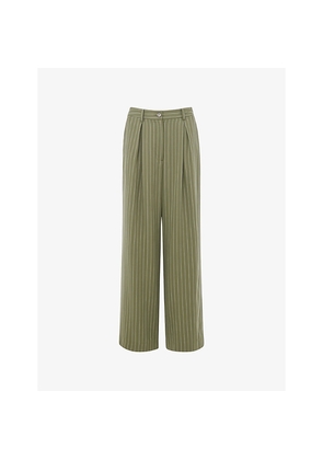 Womens Whistles Lottie Pinstriped Wide-Leg High-Rise Woven Trousers