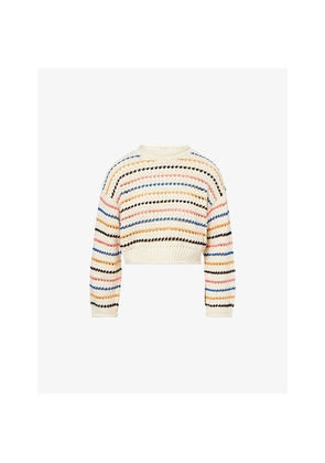 Womens Mother The Bell Sleeve Striped Cotton-Knit Jumper