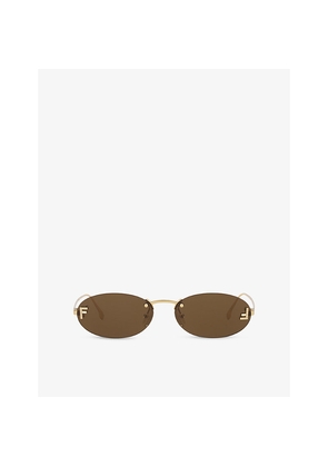 Fendi Fe4075Us Oval-Frame Metal Sunglasses