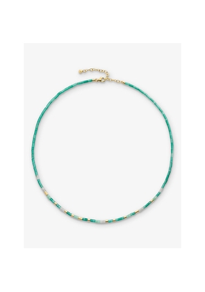 Womens Monica Vinader Delphi Gemstone 18ct Yellow Gold Vermeil and Green Onyx Beaded Necklace