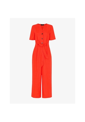 Womens Whistles Fiona Short-Sleeved Linen Jumpsuit