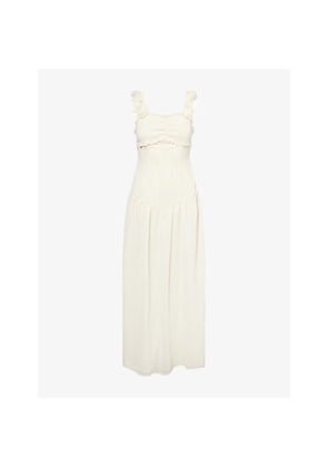 Womens Amy Lynn Viola Rose-Appliqué Woven Maxi Dress