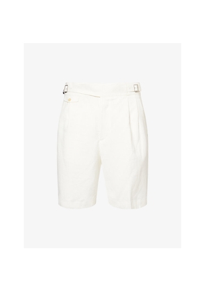 Mens Dunhill Pleated Relaxed-Fit Linen Shorts