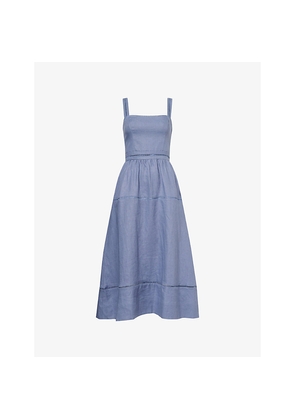 Womens Reformation Everett Square-Neck Linen Midi Dress
