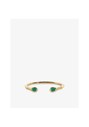 Womens Monica Vinader Odyssey 18ct Gold Vermeil-Plated 925 Sterling Silver and Onyx Open Cuff