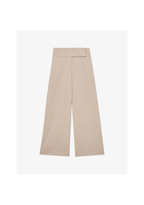 Womens Reiss Delilah Wide-Leg High-Rise Cotton Trousers