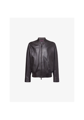 Mens Emporio Armani Relaxed-Fit Leather Bomber Jacket