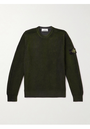 Stone Island - Logo-Appliquéd Ribbed Cotton Sweater - Men - Green - S
