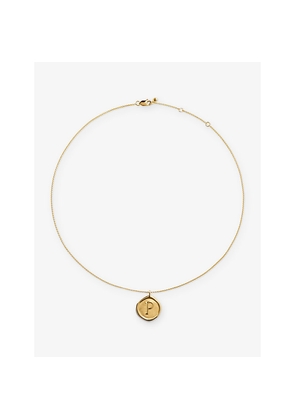 Womens Monica Vinader Initial-P Stamp 18ct Yellow Gold-Vermeil Chain Necklace