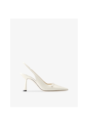 Womens Jimmy Choo Amita 85 Patent Leather Slingbacks