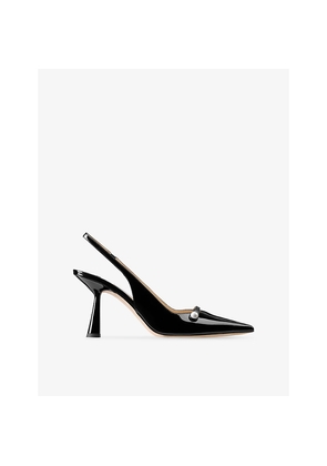 Womens Jimmy Choo Amita 85 Patent Leather Slingbacks
