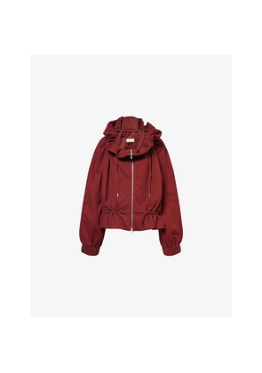 Womens Dries Van Noten Ruffled Raglan-Sleeves Cotton-Jersey Jacket