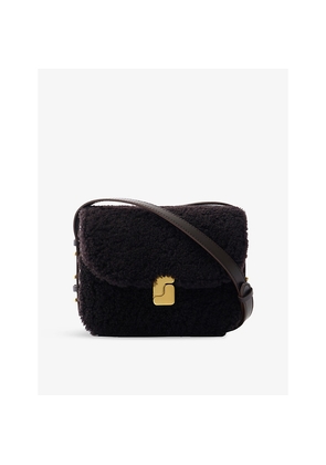 Womens Soeur Bellissima Mini Shearling and Leather Cross Body Bag