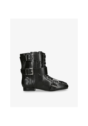 Womens Ganni Eyelets Lace-Up Faux-Leather Ankle Boots