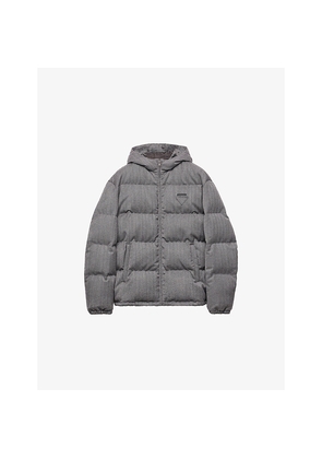 Mens Prada Logo-Plaque Hooded Wool Shell-Down Jacket