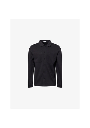 Mens Arne Classic-Collar Patch-Pockets Cotton-Jersey Overshirt