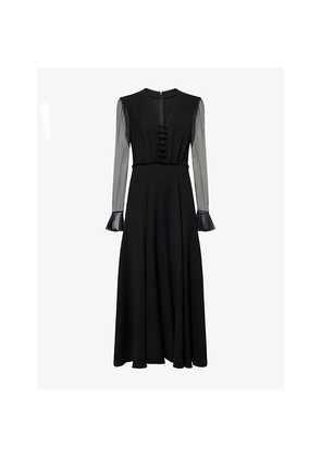 Womens Valentino Garavani Bow-Embellished V-Neck Silk Midi Dress