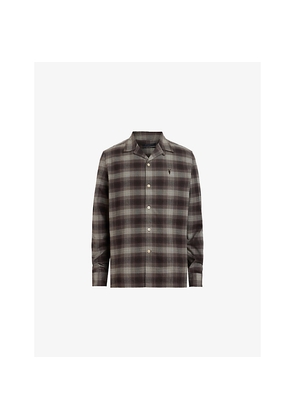 Mens Allsaints Iniko Logo-Embroidered Checked Cotton Shirt